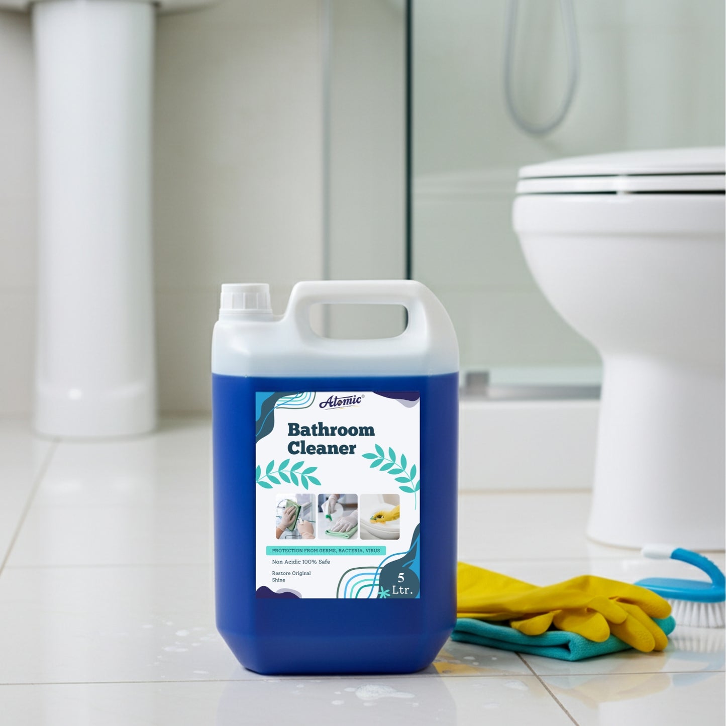 ATOMIC Bathroom Cleaner – 5 Ltr | Powerful Germ Protection & Deep Bathroom Cleaning