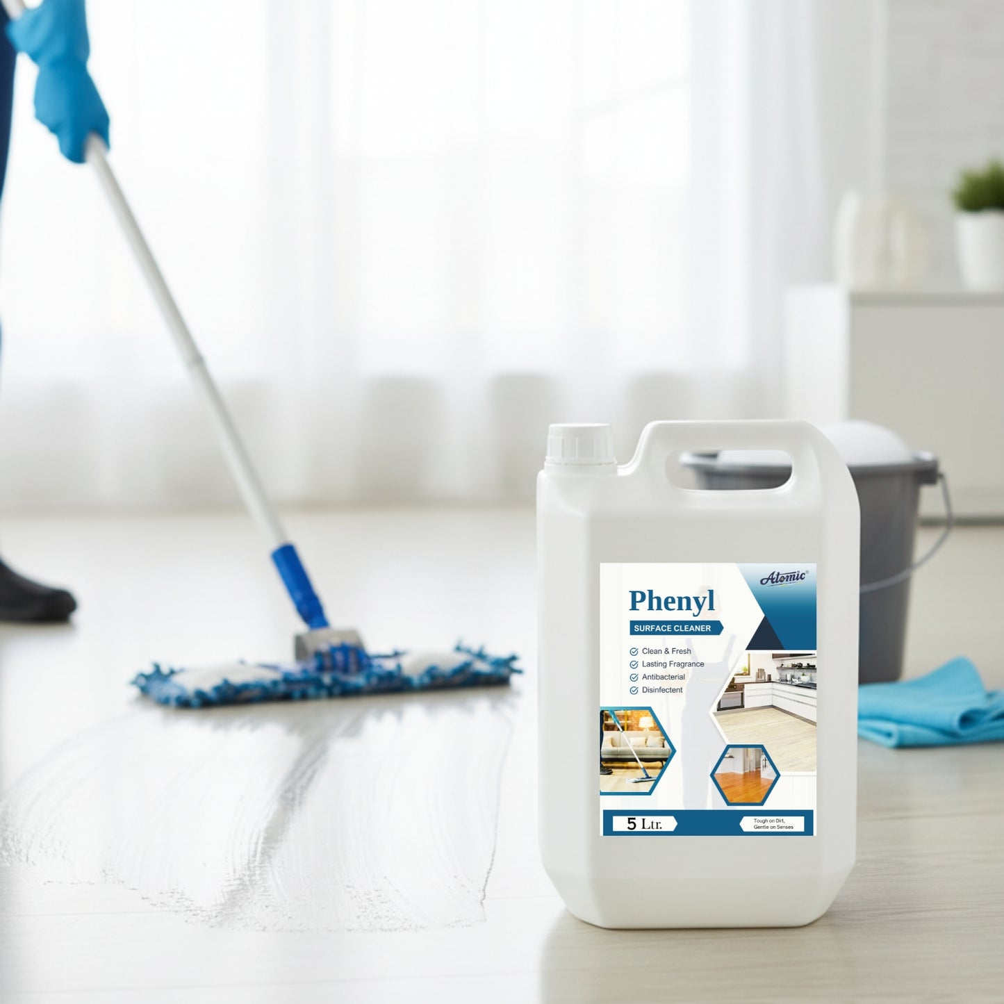 ATOMIC White Phenyl – 5 Ltr | Powerful Disinfection with Long-Lasting Freshness