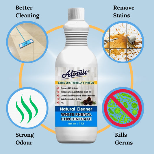 Atomic White Phenyl Concentrate 1 Litre – Natural Floor Cleaner with Germ Protection