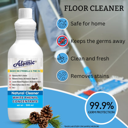 Atomic Natural White Phenyl Cleaner 500 ml – Fresh Floors, Powerful Germ Control