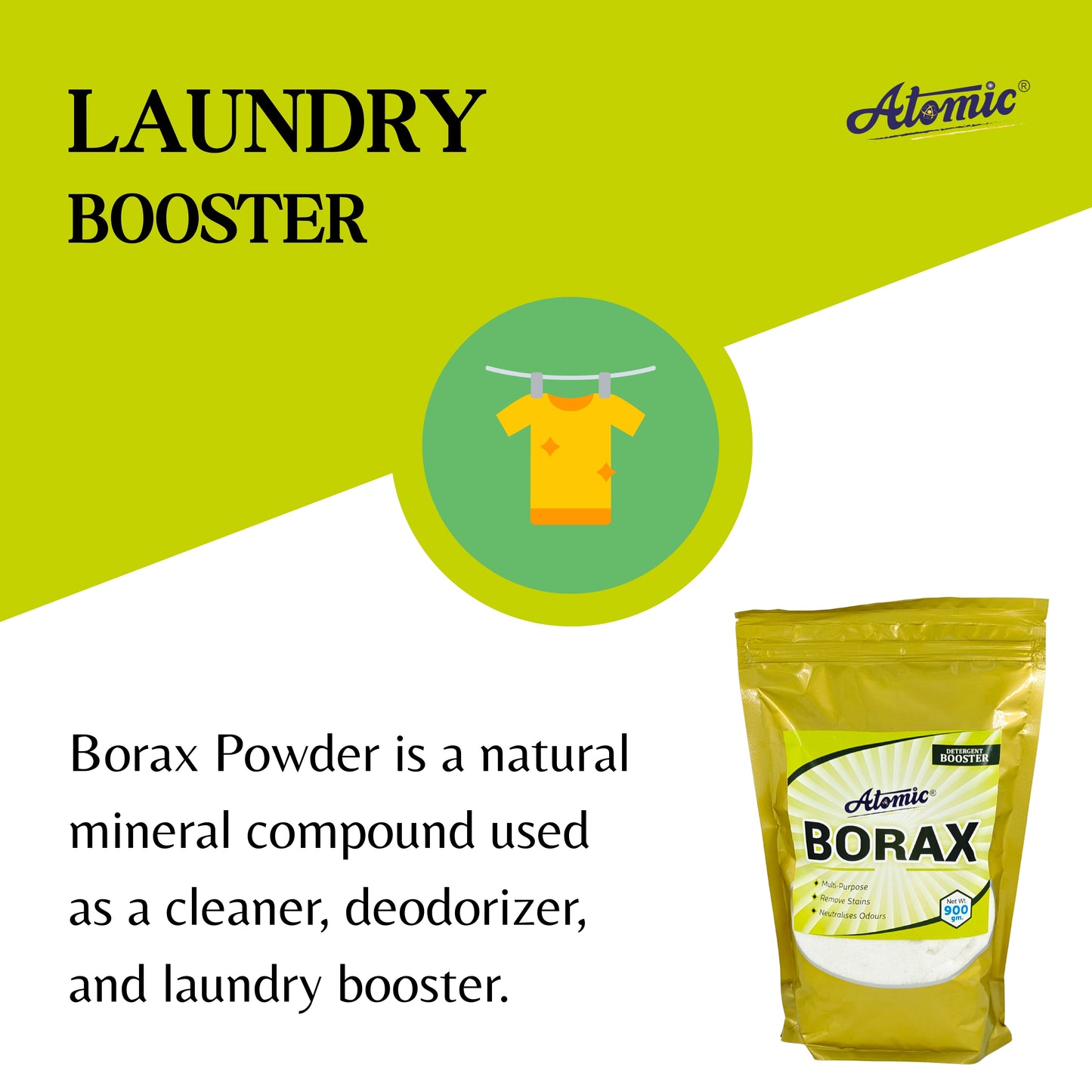 Atomic Borax Powder – Powerful Multi-Use Cleaning & Laundry Booster (900 g)
