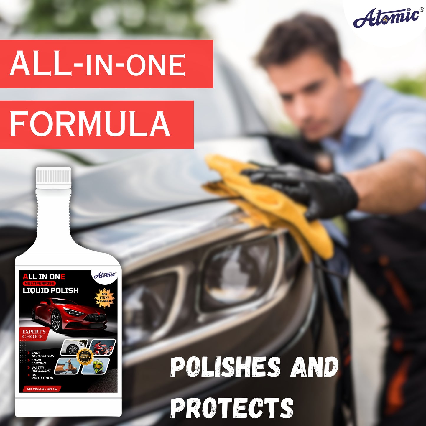 Atomic Professional Car polish Liquid – Extra Care, Extra Shine (800 ml)