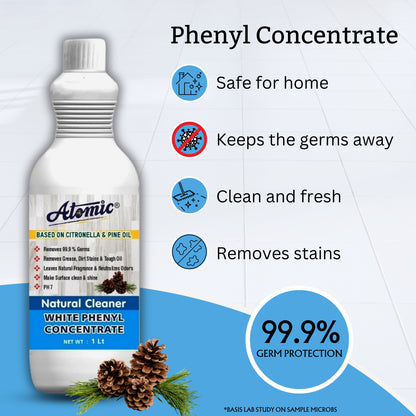 Atomic White Phenyl Concentrate 1 Litre – Natural Floor Cleaner with Germ Protection