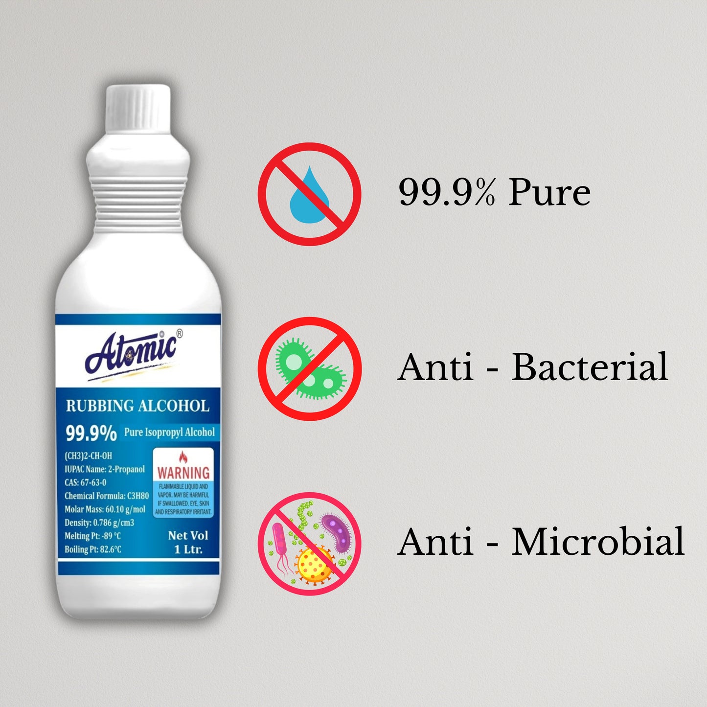 Atomic Professional IPA Cleaner – 99.9% High-Strength Rubbing Alcohol (1 Litre)