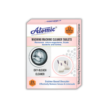 Atomic Professional Oxy-Bleach & Enzyme Descaler – 24 Count Industrial Strength Washer Tablets