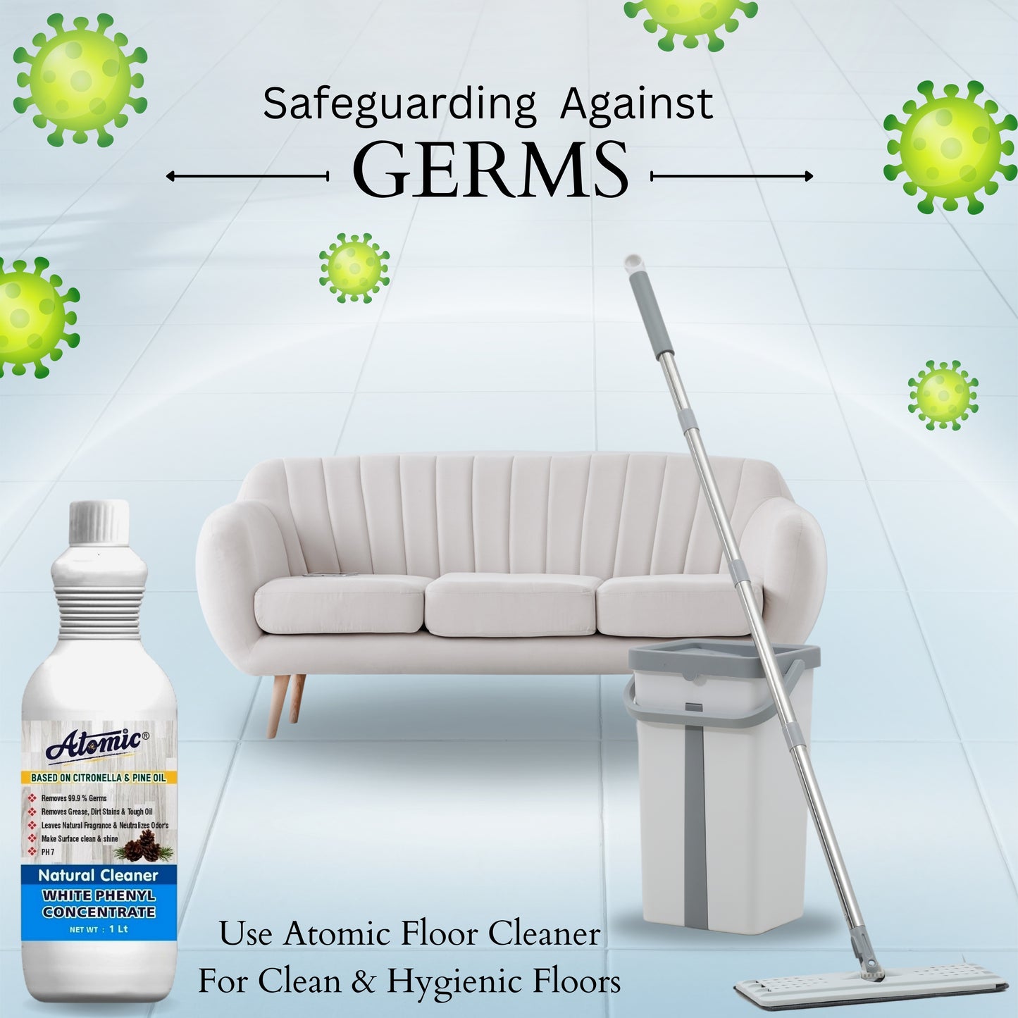 Atomic White Phenyl Concentrate 1 Litre – Natural Floor Cleaner with Germ Protection