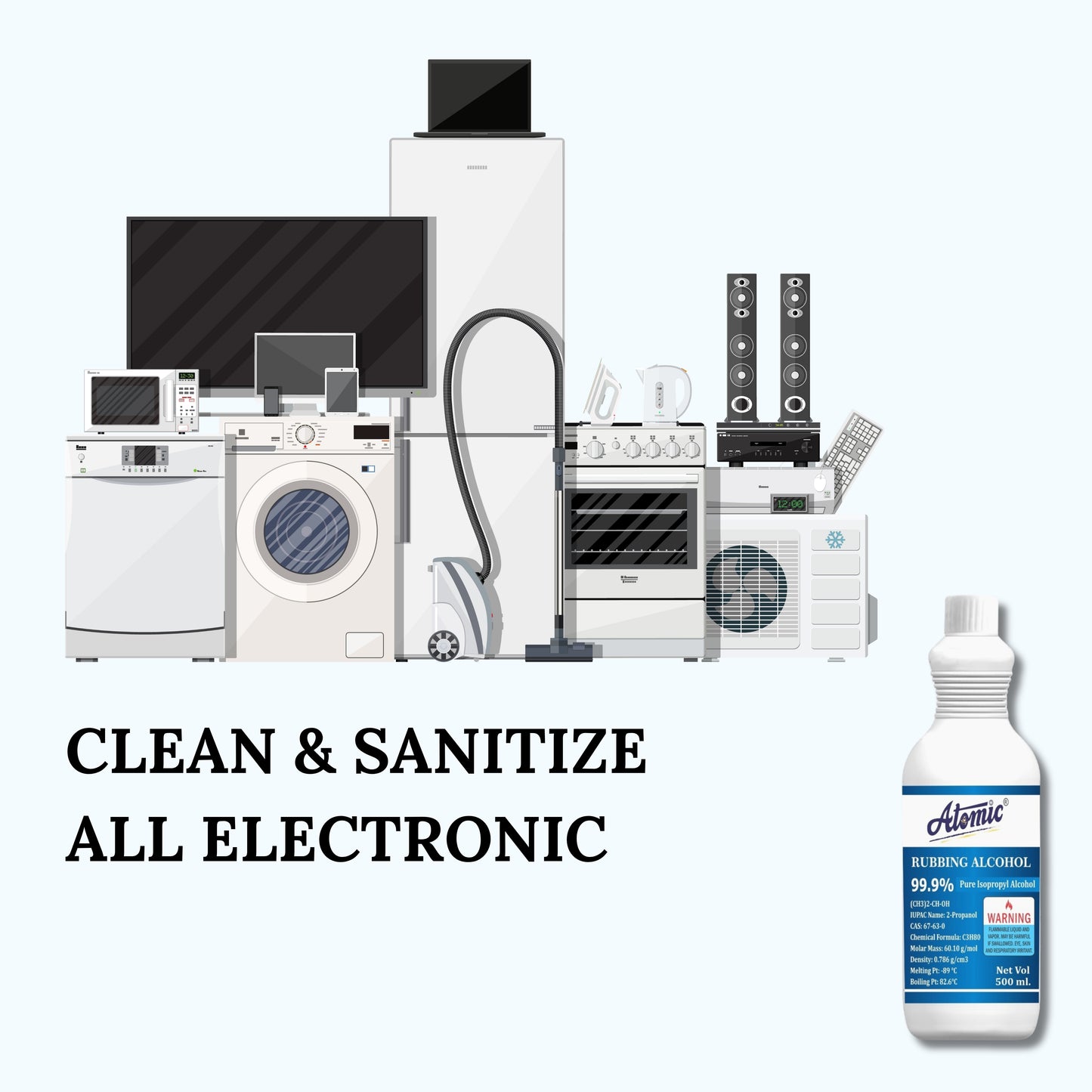 Atomic Rubbing Alcohol 99.9% Pure Isopropyl Alcohol – 500 ml