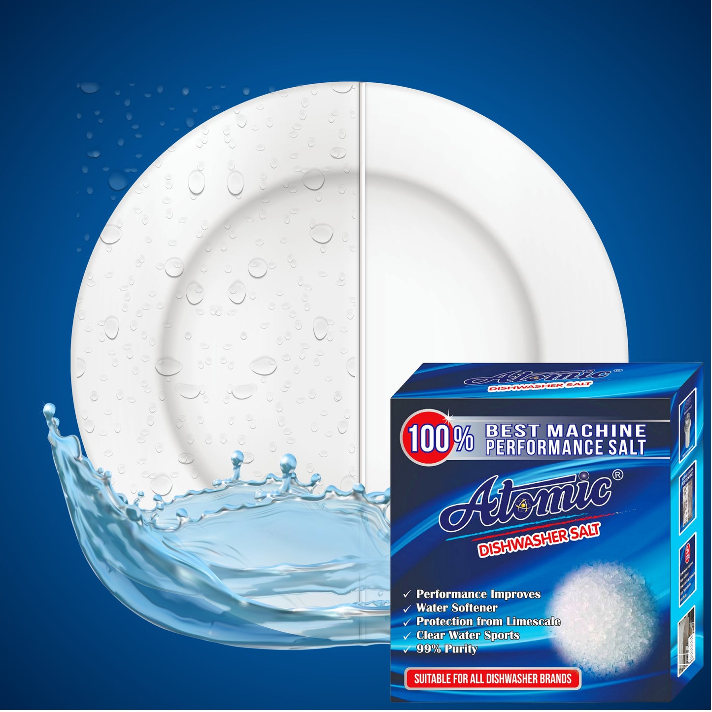 Atomic Complete Dishwasher Care Combo – Detergent, Rinse Aid & Performance Salt