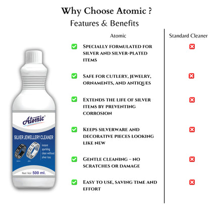 Atomic Silver Jewellery Cleaner 500 ml – Quick Tarnish Removal & Lasting Shine