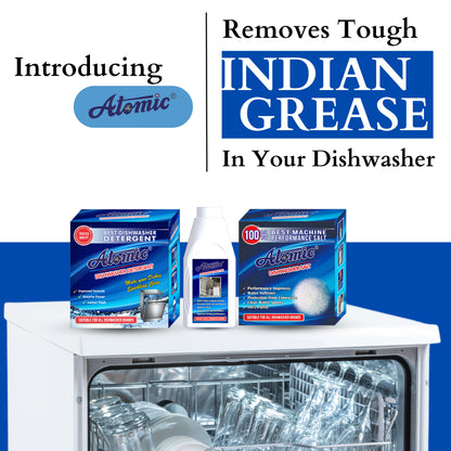 Atomic Complete Dishwasher Care Combo – Detergent, Rinse Aid & Performance Salt