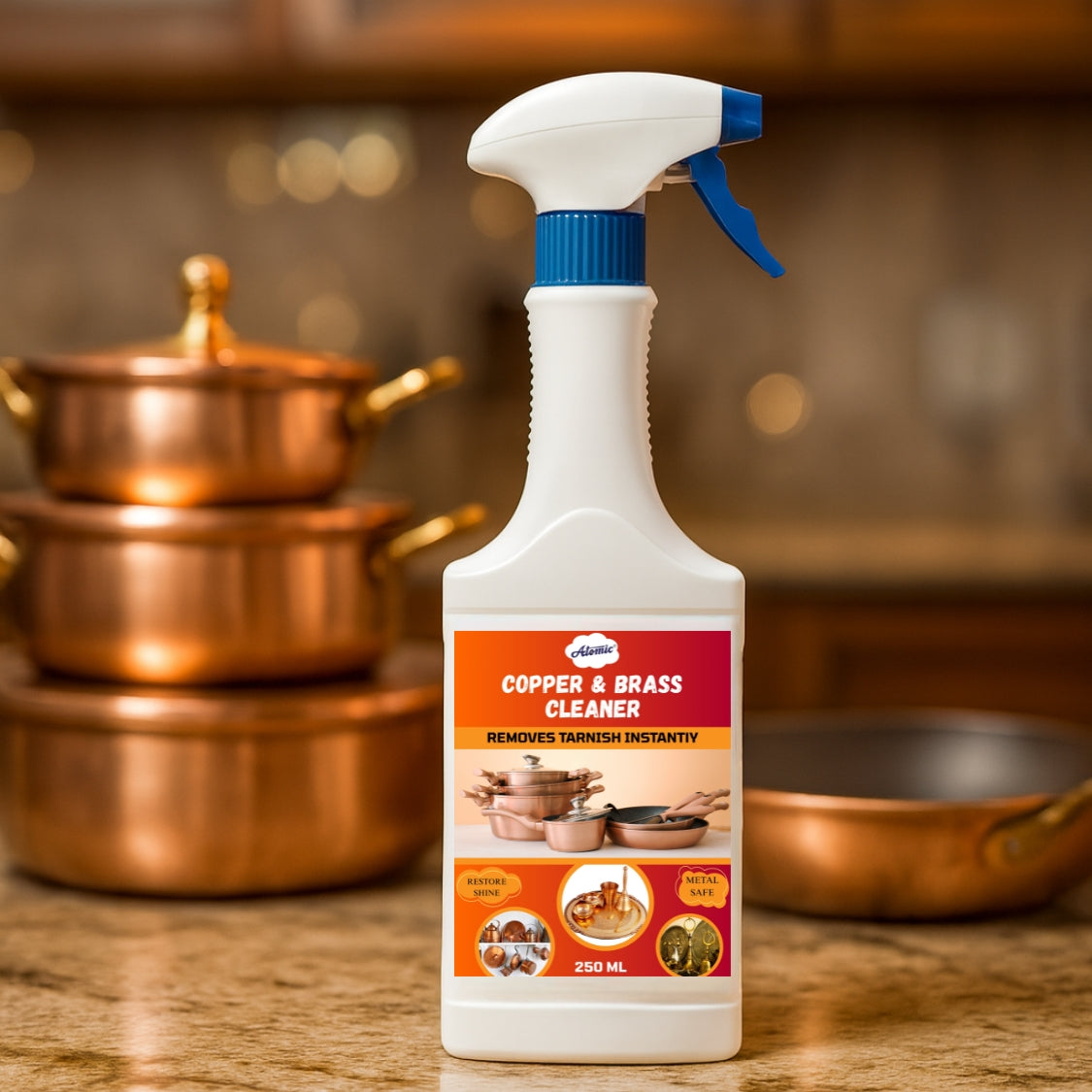 Atomic Copper & Brass Cleaner – Instantly Revive Dull Metals to a Brilliant Shine (250 ml)