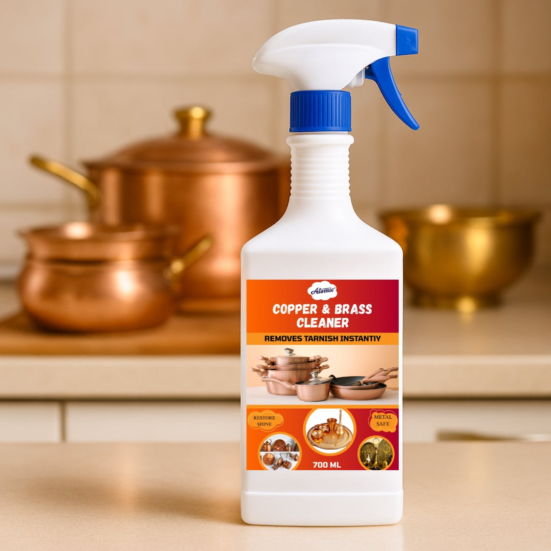 Atomic Copper & Brass Cleaner – Heavy-Duty Metal Care for Long-Lasting Shine (700 ml)