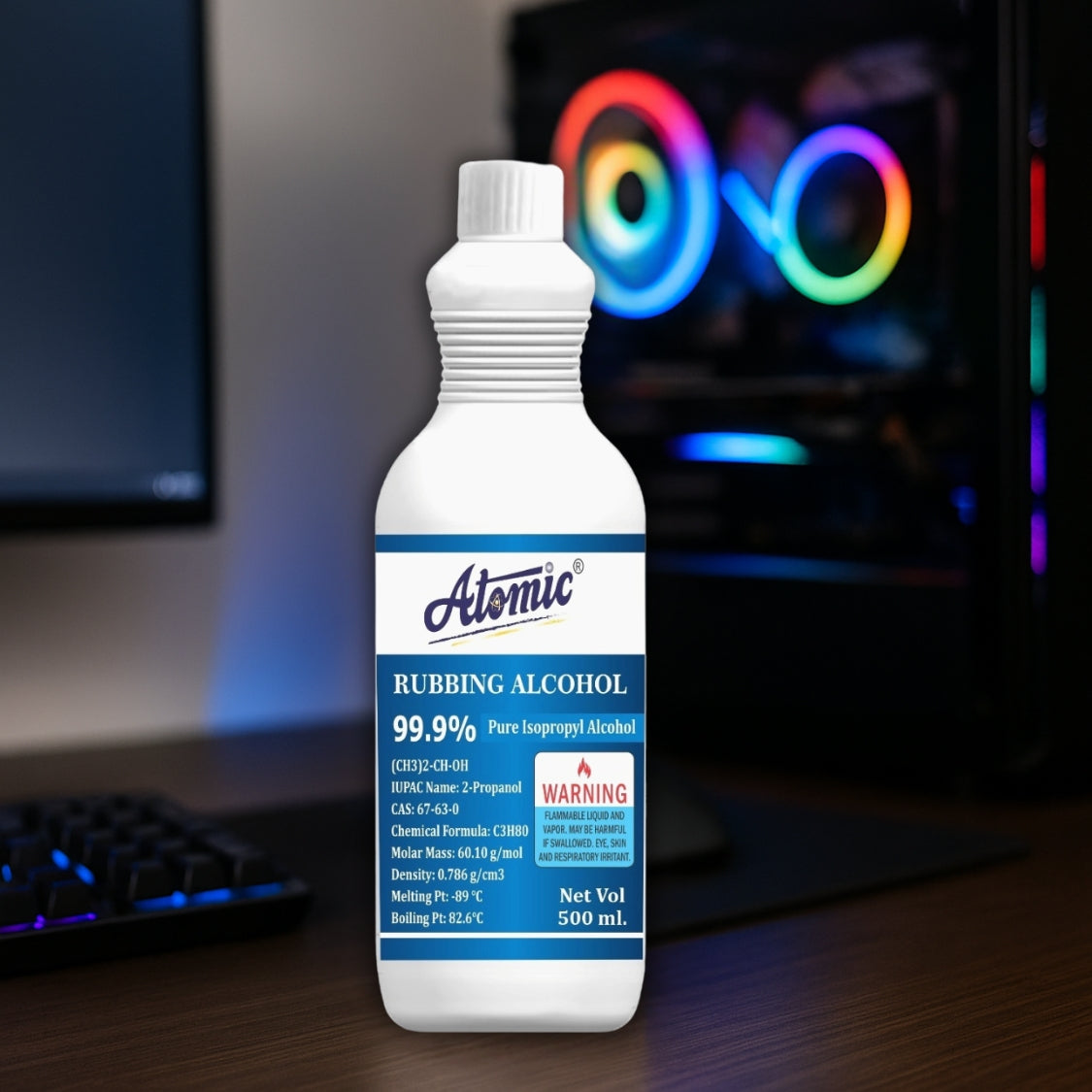 Atomic Rubbing Alcohol 99.9% Pure Isopropyl Alcohol – 500 ml